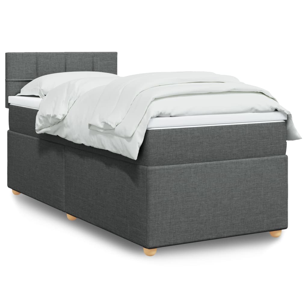 Sommier à lattes de lit et matelas Gris foncé 90x190 cm Tissu - XIOS