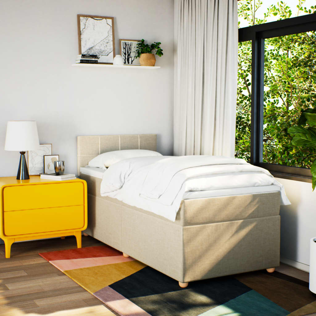 Sommier à lattes de lit et matelas Crème 90x190 cm Tissu - XIOS