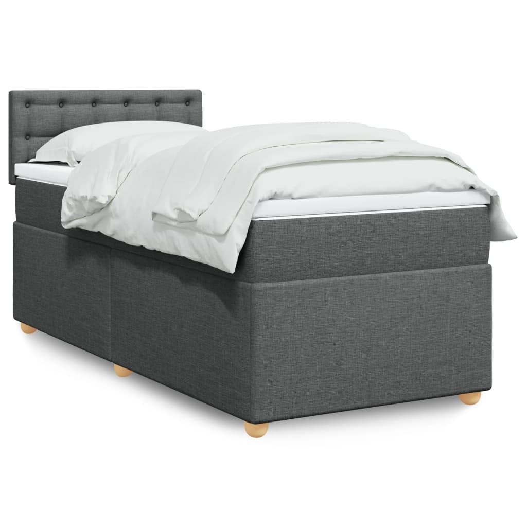 Sommier à lattes de lit et matelas Gris foncé 90x190 cm Tissu - XIOS