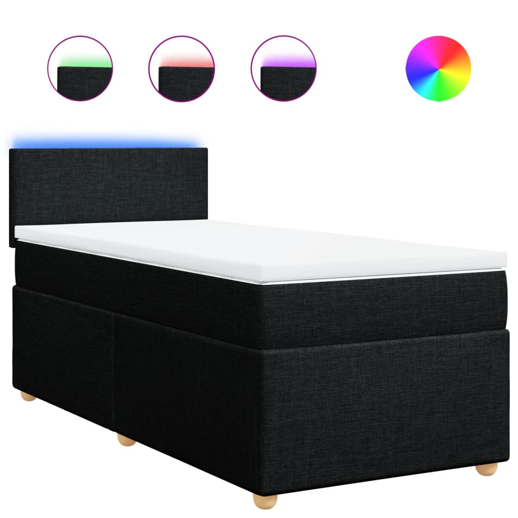 Sommier à lattes de lit avec matelas Noir 90x200 cm Tissu - XIOS