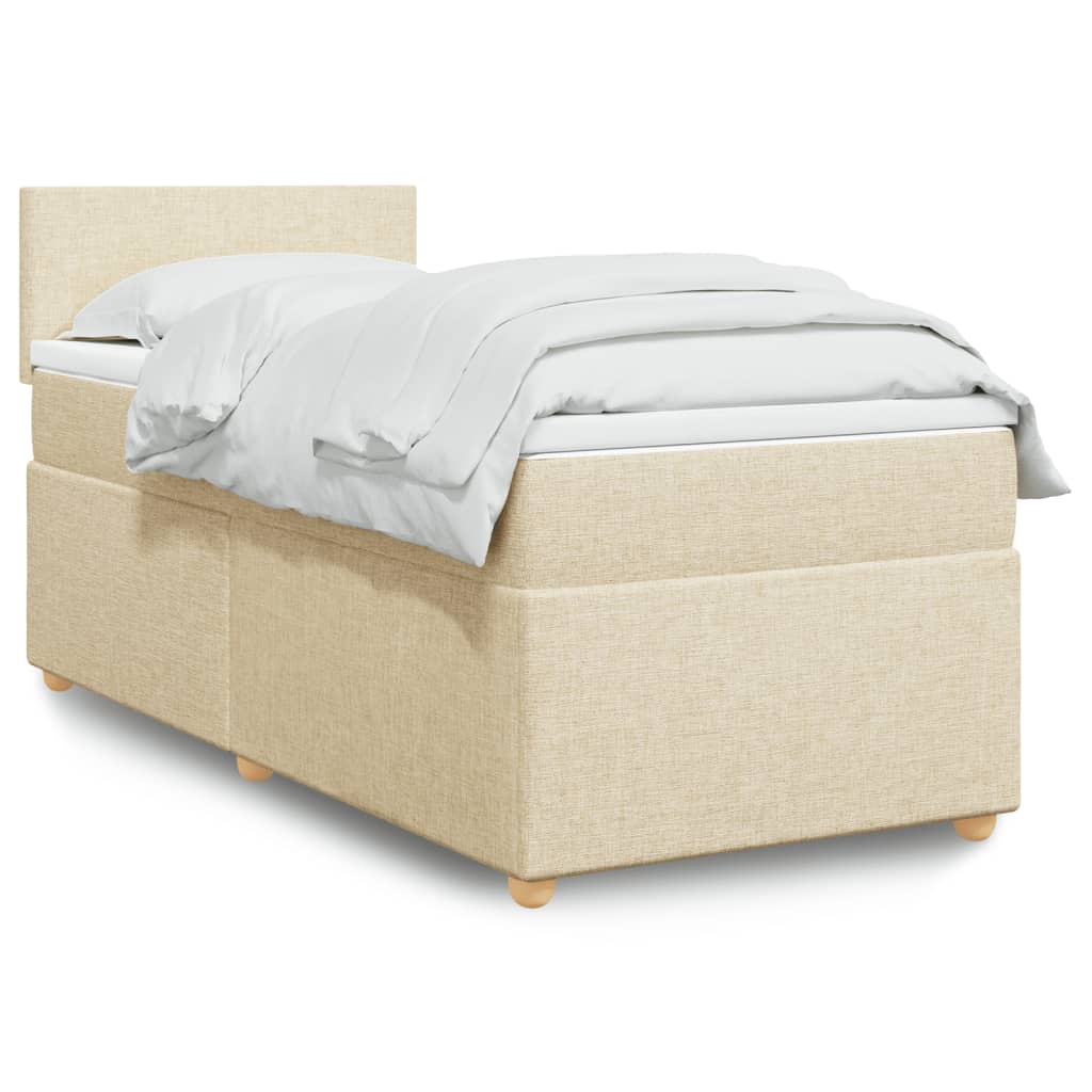 Sommier à lattes de lit avec matelas Crème 90x200 cm Tissu - XIOS