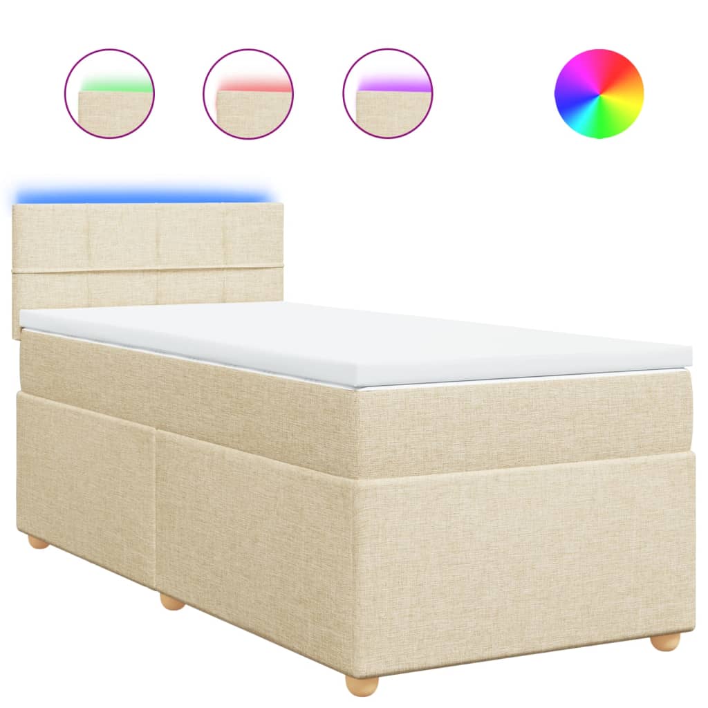Sommier à lattes de lit avec matelas Crème 90x200 cm Tissu - XIOS