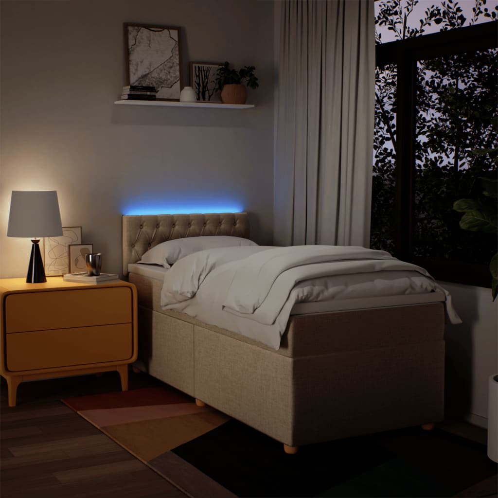 Sommier à lattes de lit avec matelas Crème 90x200 cm Tissu - XIOS