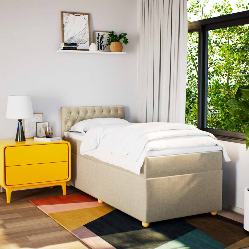 Sommier à lattes de lit avec matelas Crème 100x200 cm Tissu - XIOS