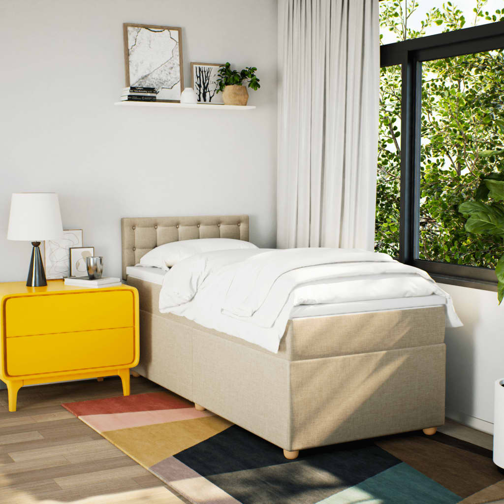 Sommier à lattes de lit avec matelas Crème 100x200 cm Tissu - XIOS