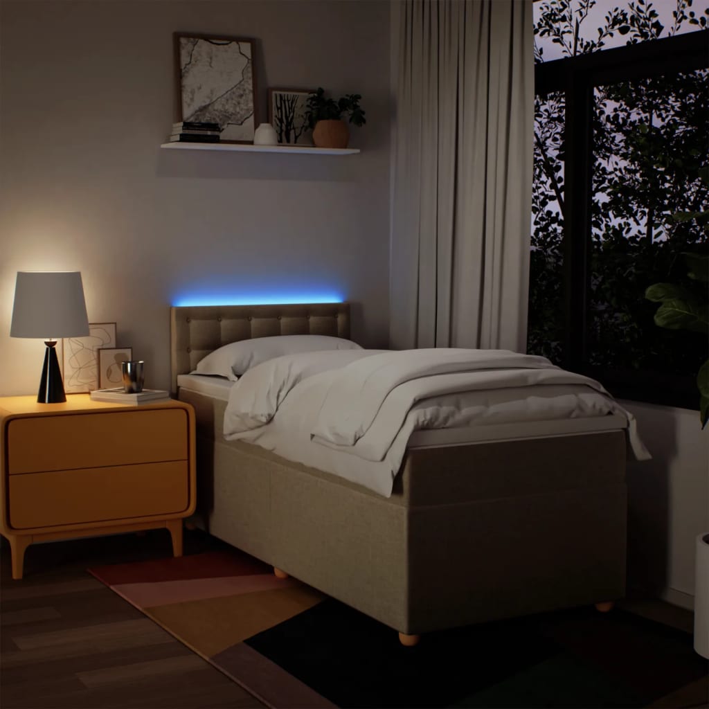 Sommier à lattes de lit avec matelas Crème 100x200 cm Tissu - XIOS