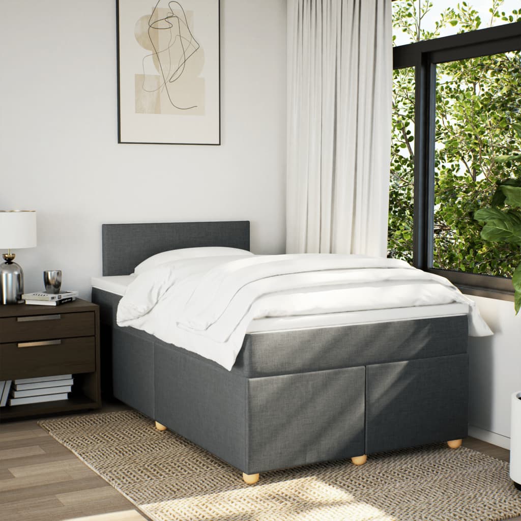 Sommier à lattes de lit avec matelas gris foncé 120x190cm tissu - XIOS