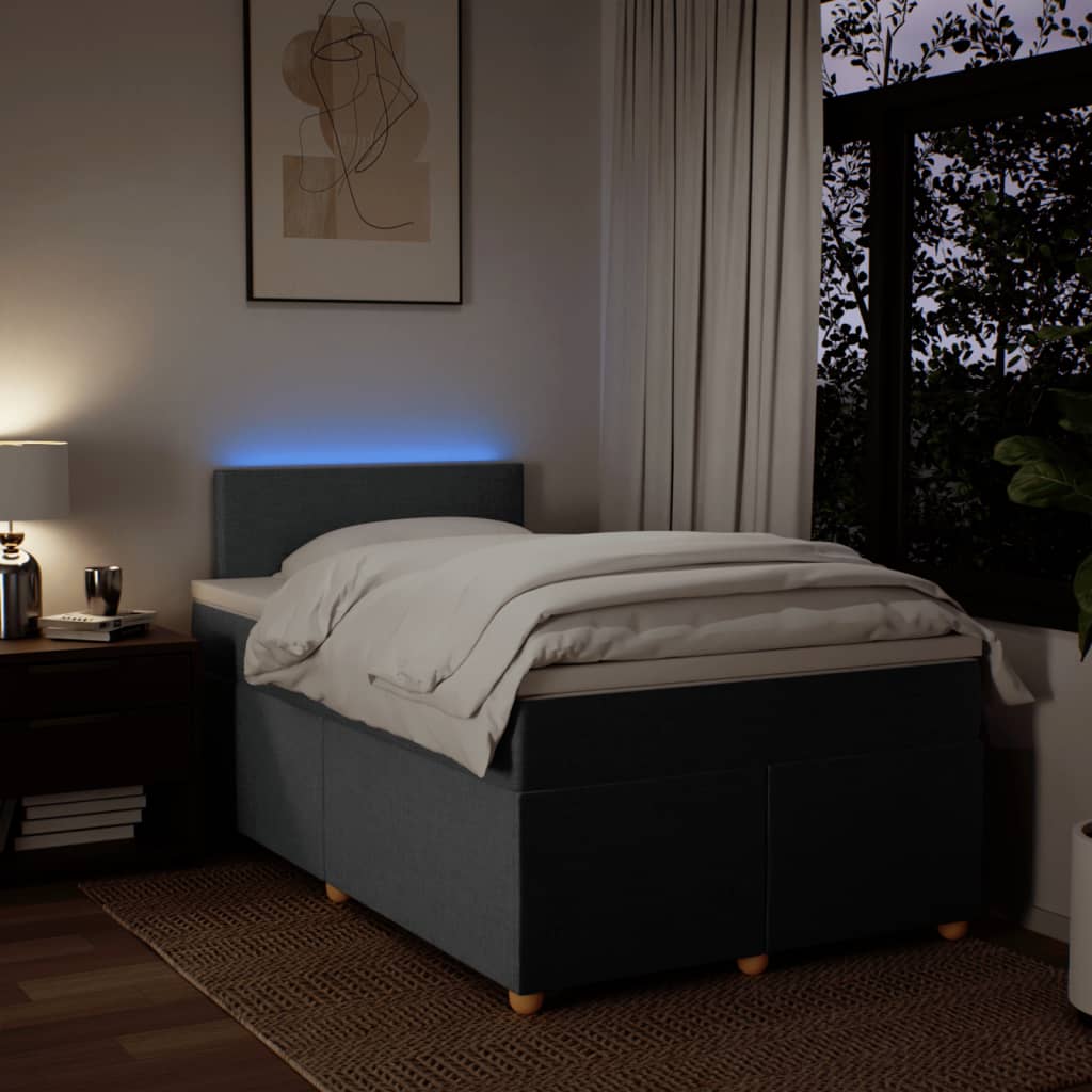 Sommier à lattes de lit avec matelas gris foncé 120x190cm tissu - XIOS