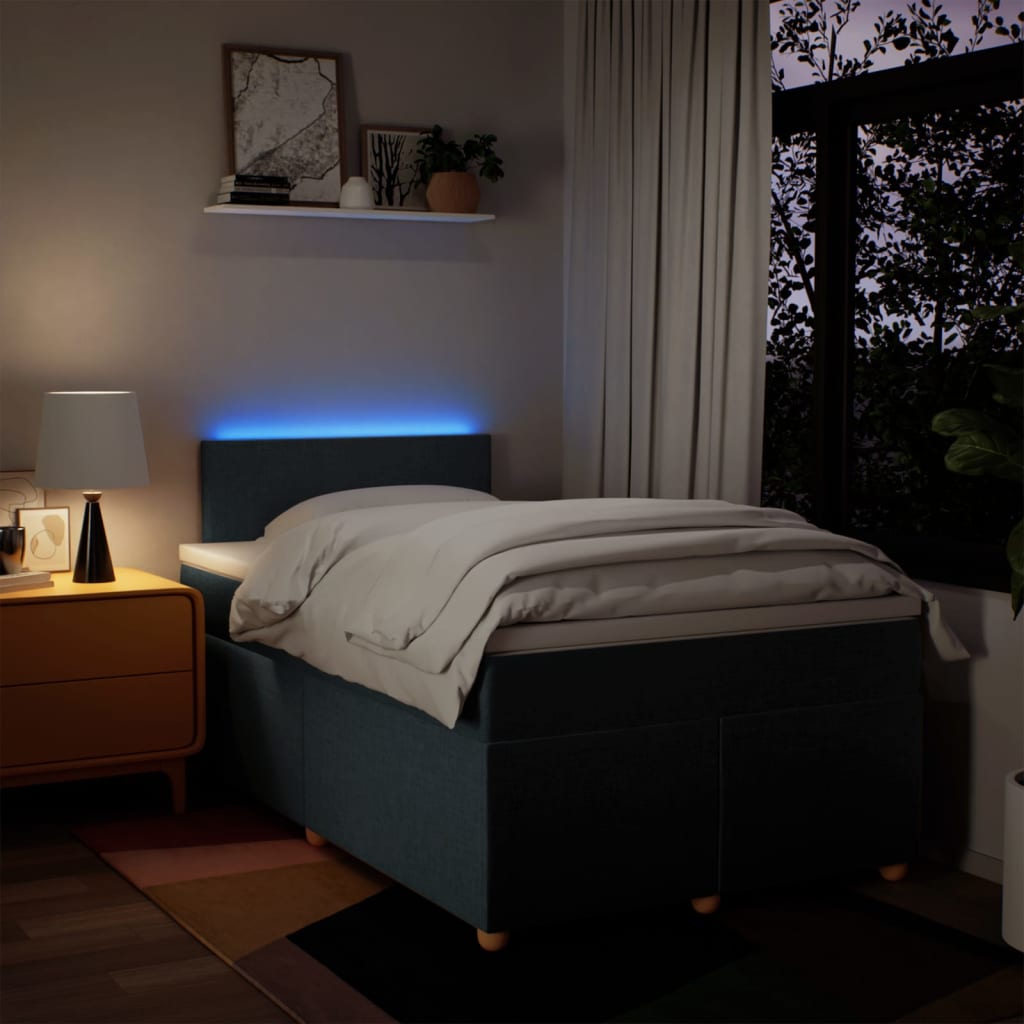 Sommier à lattes de lit avec matelas bleu 120x190 cm tissu - XIOS