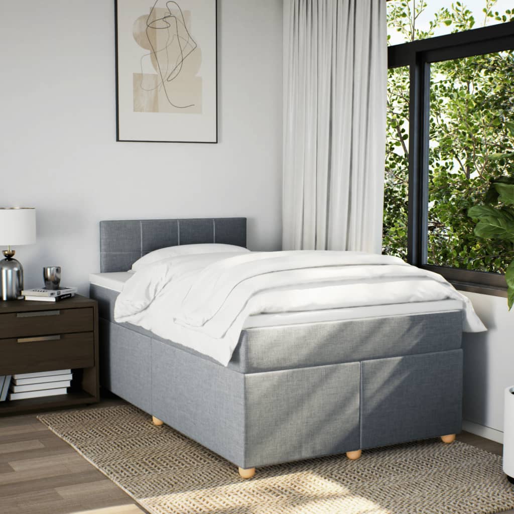 Sommier à lattes de lit et matelas gris clair 120x190 cm tissu - XIOS