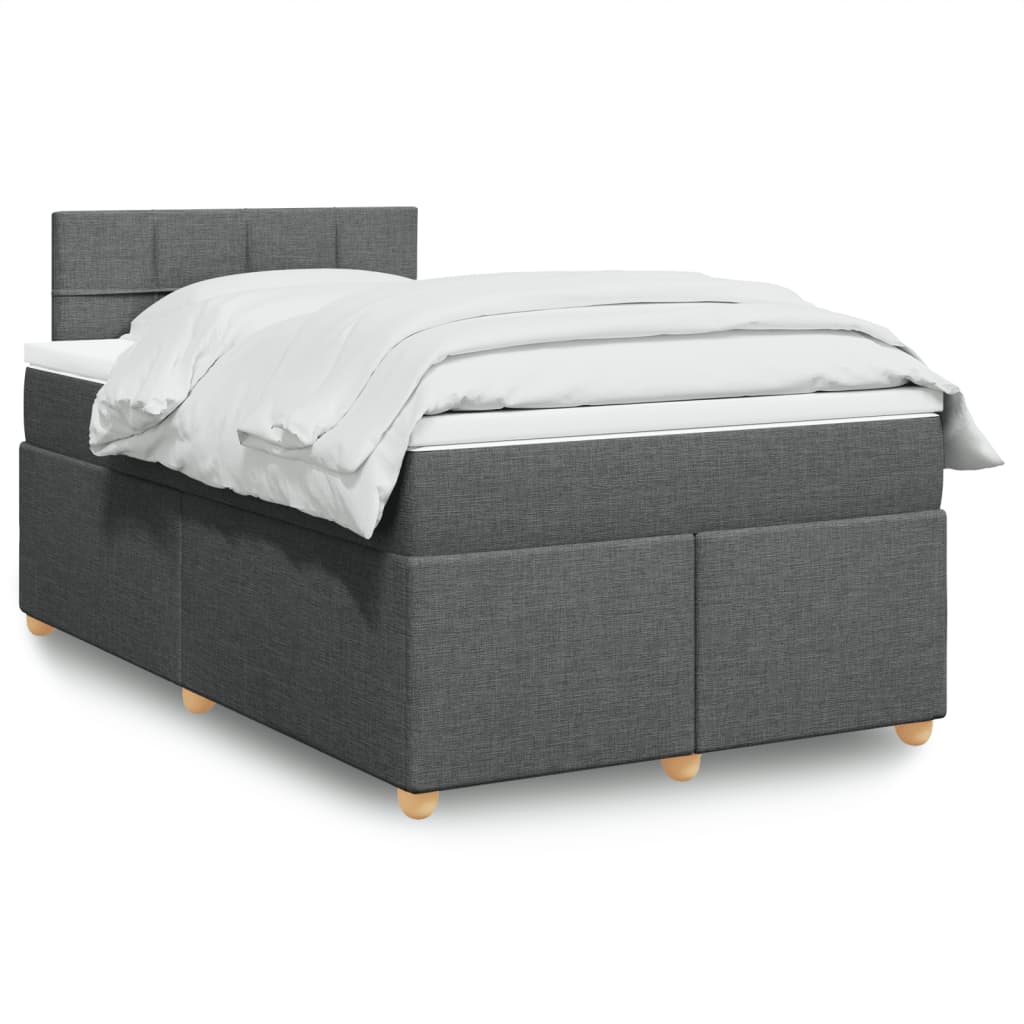 Sommier à lattes de lit avec matelas gris foncé 120x190cm tissu - XIOS