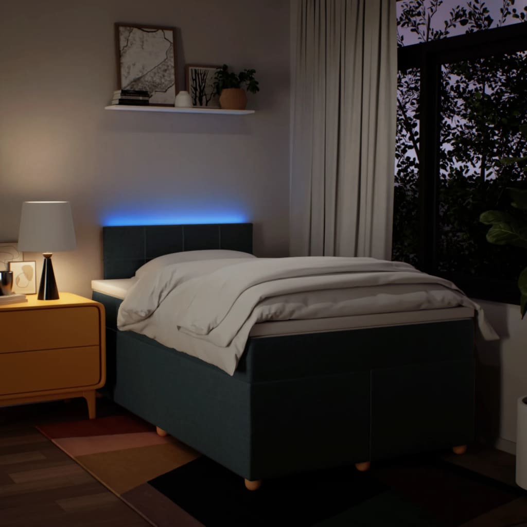 Sommier à lattes de lit avec matelas bleu 120x190 cm tissu - XIOS