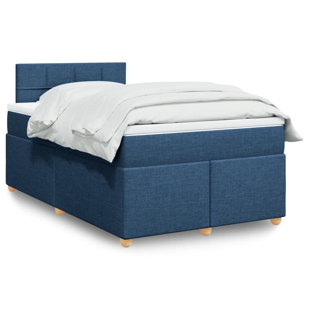 Sommier à lattes de lit avec matelas bleu 120x190 cm tissu - XIOS
