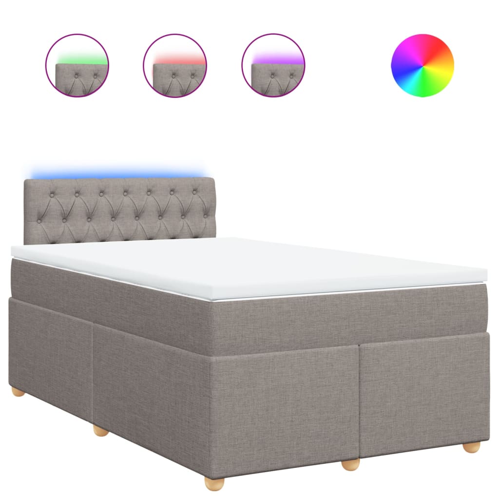 Sommier à lattes de lit avec matelas taupe 120x190 cm tissu - XIOS
