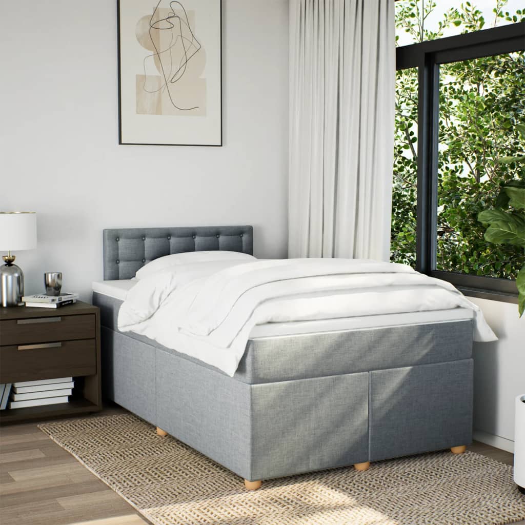 Sommier à lattes de lit et matelas gris clair 120x190 cm tissu - XIOS