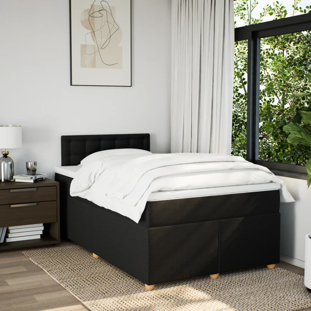 Sommier à lattes de lit avec matelas noir 120x190 cm tissu - XIOS