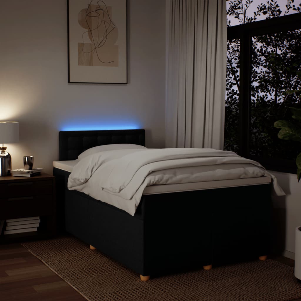 Sommier à lattes de lit avec matelas noir 120x190 cm tissu - XIOS
