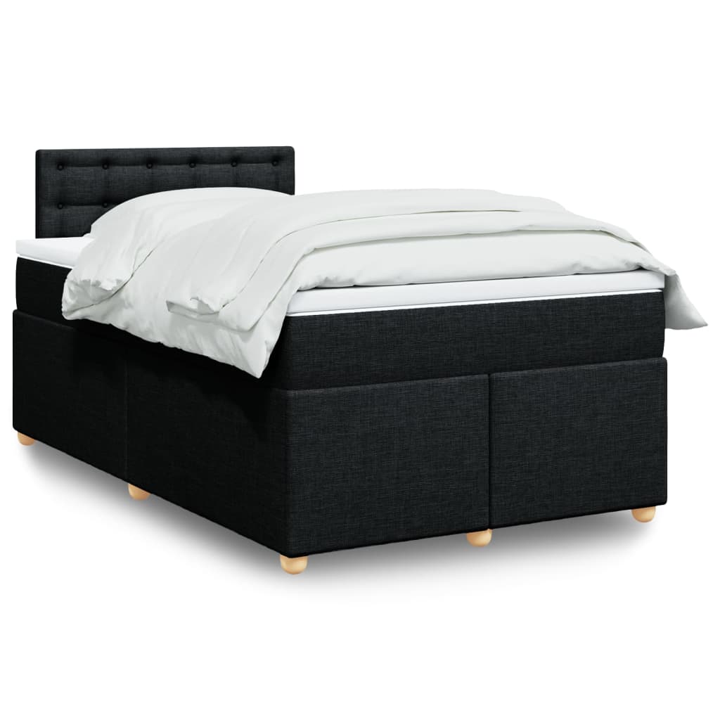Sommier à lattes de lit avec matelas noir 120x190 cm tissu - XIOS