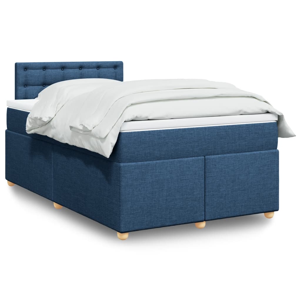 Sommier à lattes de lit avec matelas bleu 120x190 cm tissu - XIOS