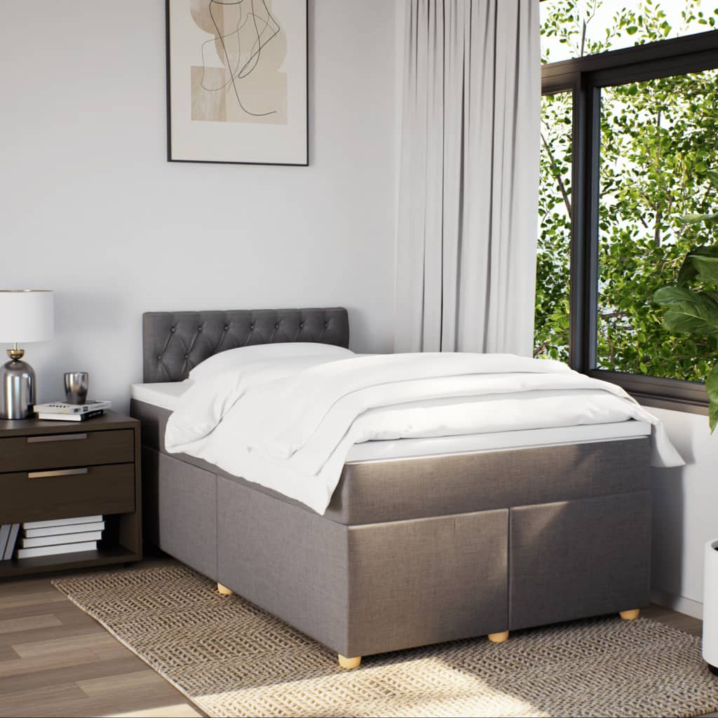 Sommier à lattes de lit avec matelas Taupe 120x200 cm Tissu - XIOS