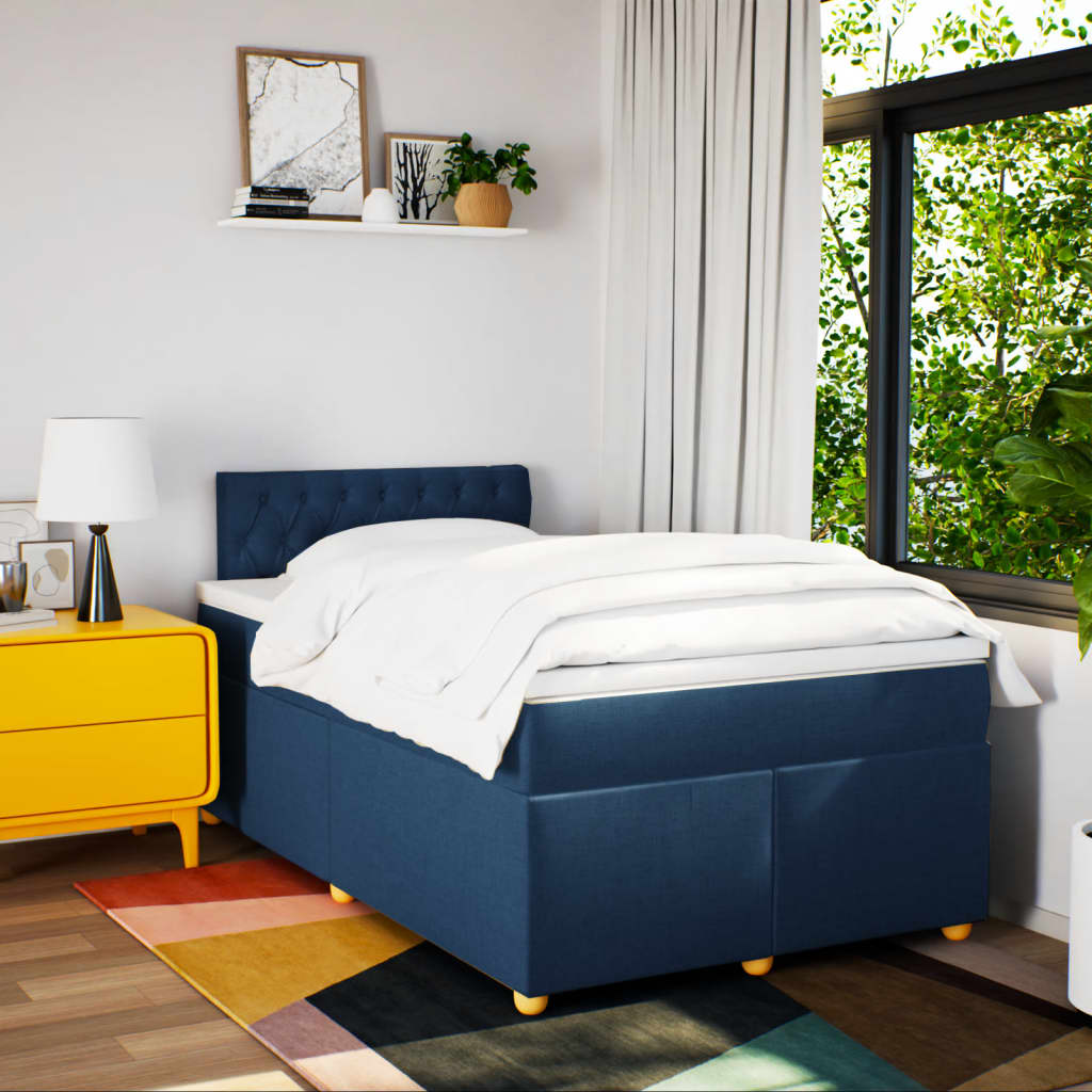 Sommier à lattes de lit avec matelas Bleu 120x200 cm Tissu - XIOS