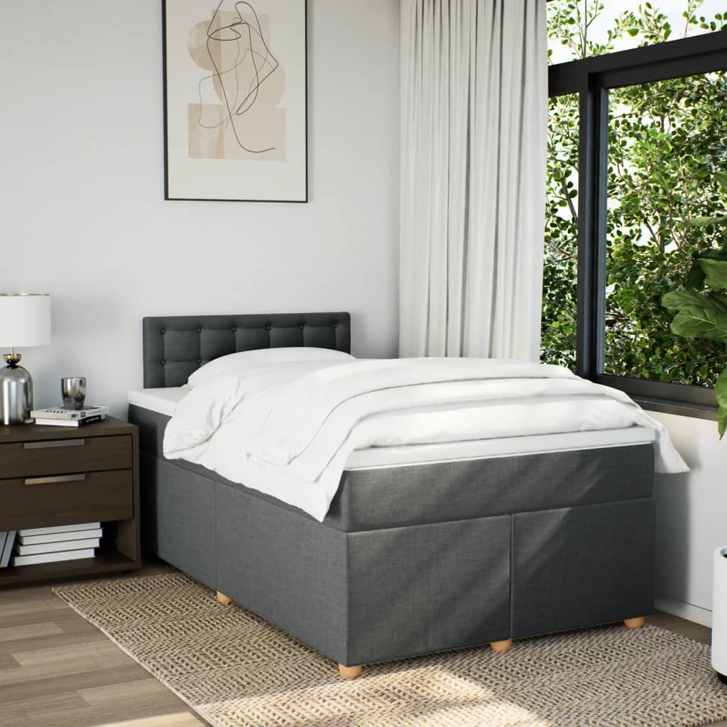Sommier à lattes de lit avec matelas Gris foncé 120x200cm Tissu - XIOS