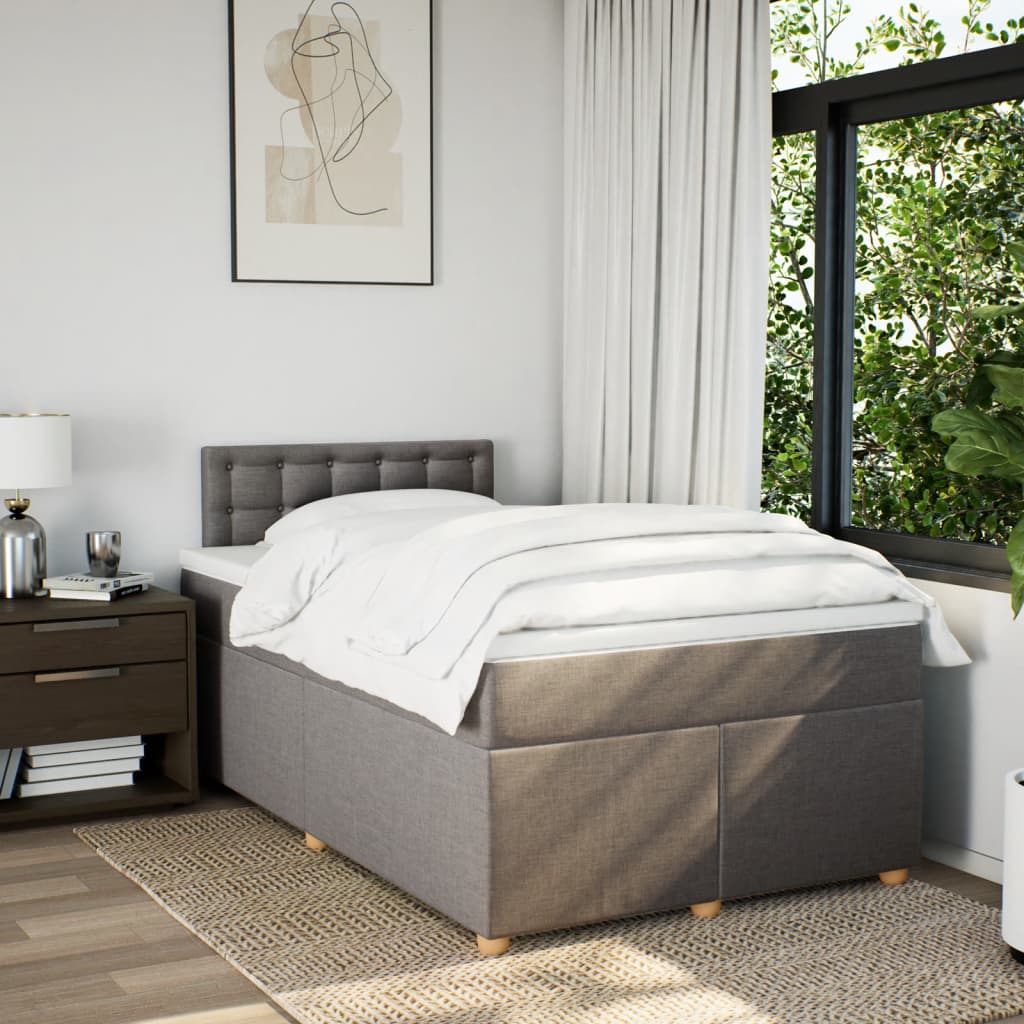 Sommier à lattes de lit avec matelas Taupe 120x200 cm Tissu - XIOS