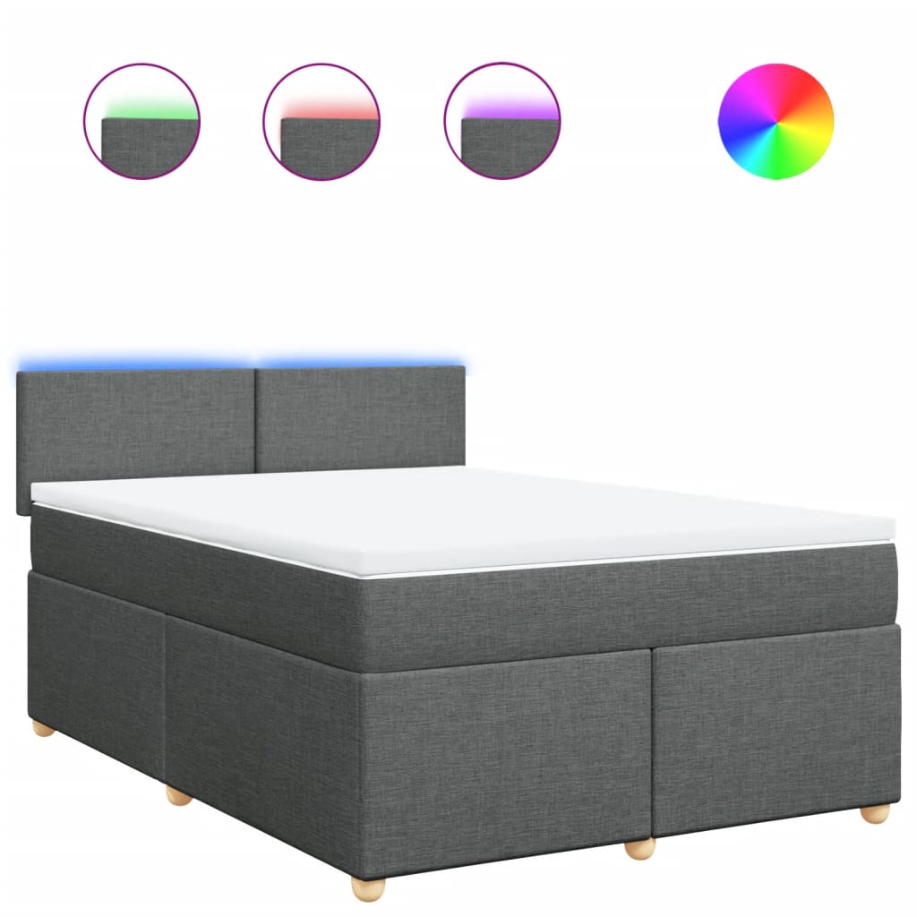 Sommier à lattes de lit avec matelas Gris foncé 140x190cm Tissu - XIOS