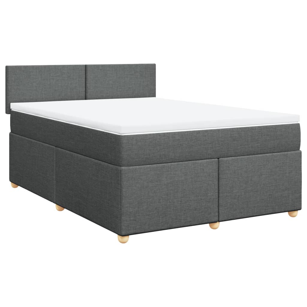 Sommier à lattes de lit avec matelas Gris foncé 140x190cm Tissu - XIOS