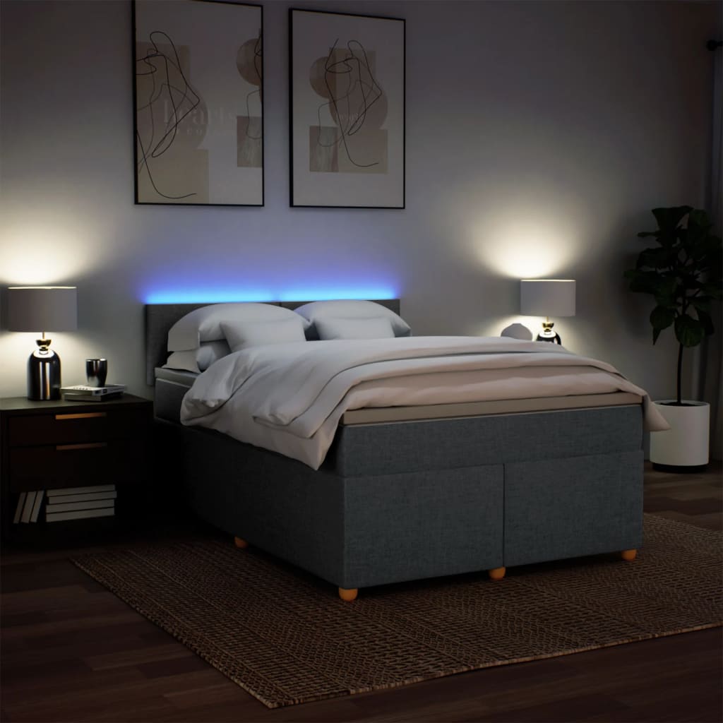 Sommier à lattes de lit avec matelas Gris foncé 140x190cm Tissu - XIOS