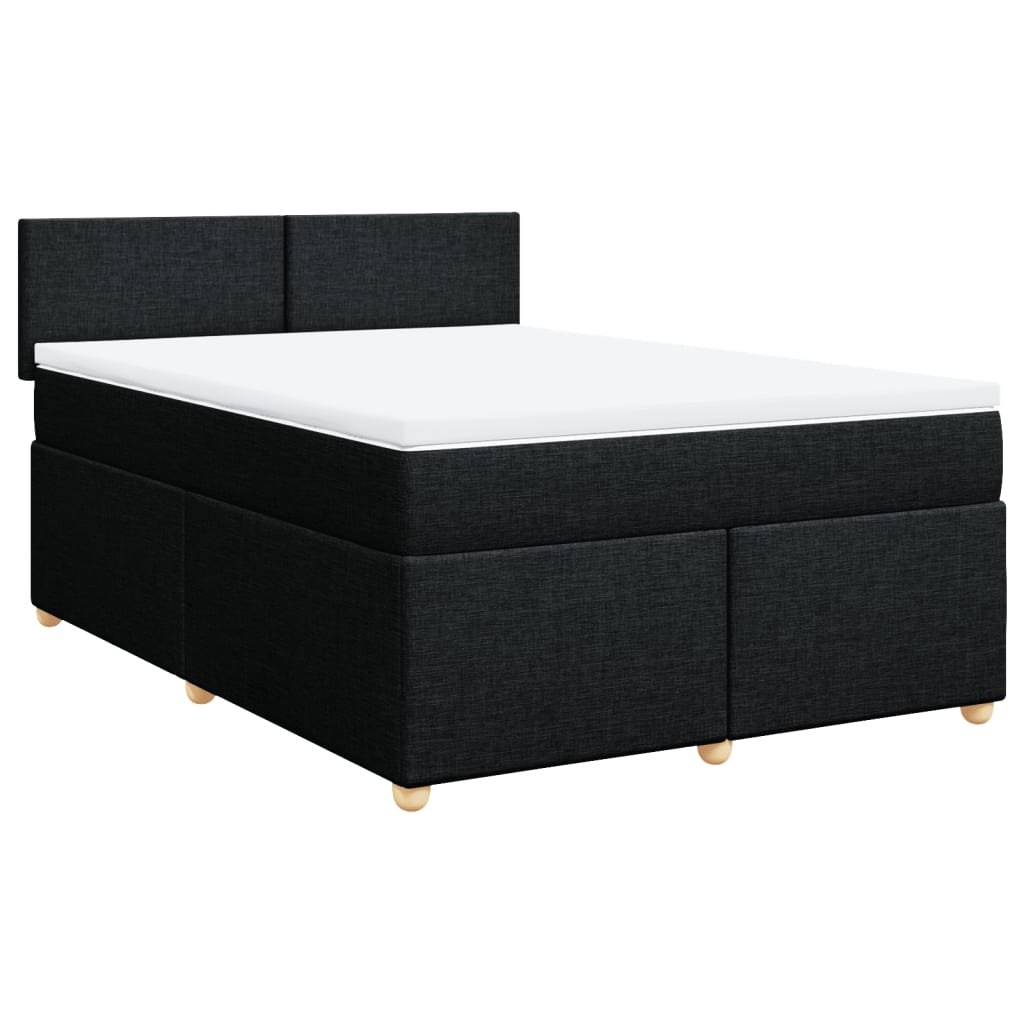 Sommier à lattes de lit avec matelas Noir 140x190 cm Tissu - XIOS
