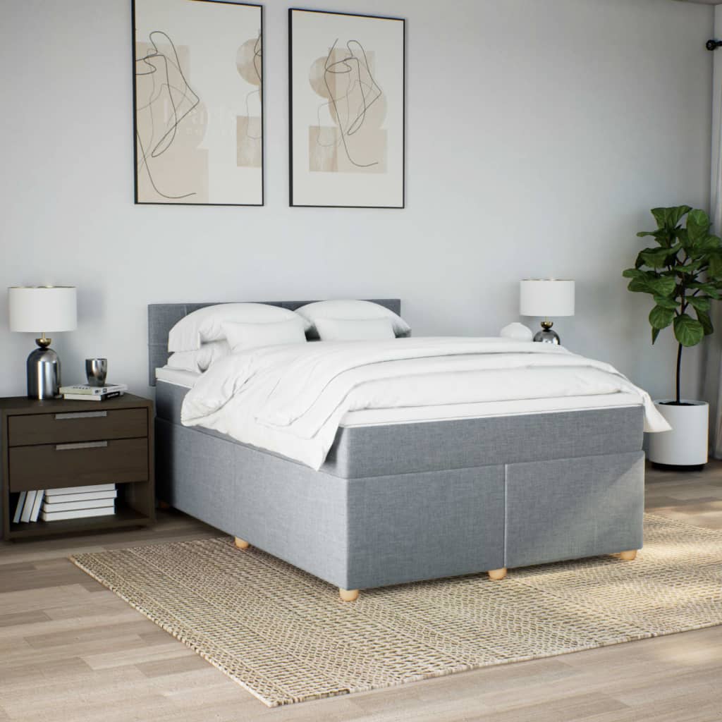 Sommier à lattes de lit avec matelas Gris clair 140x190cm Tissu - XIOS