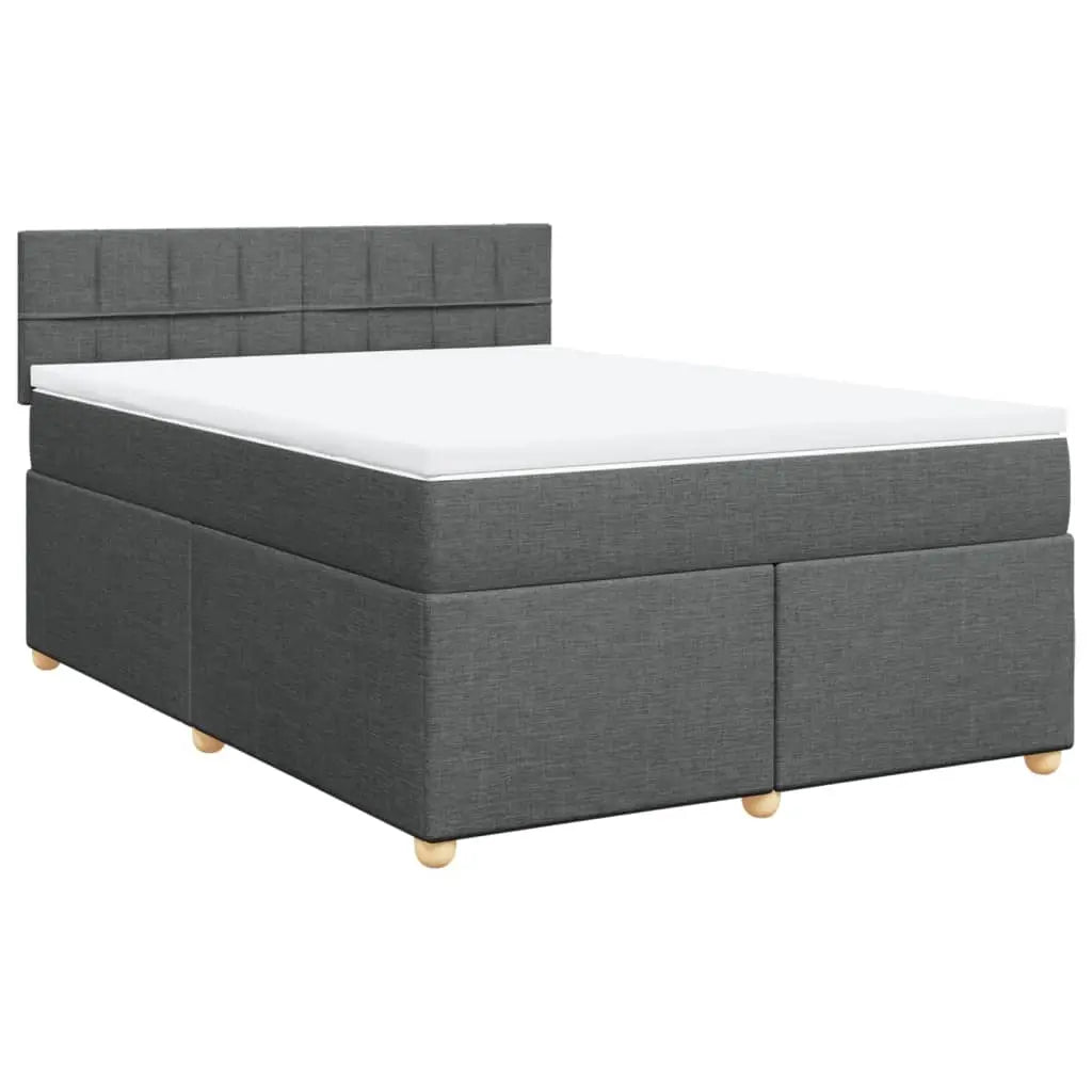 Sommier à lattes de lit avec matelas Gris foncé 140x190cm Tissu - XIOS
