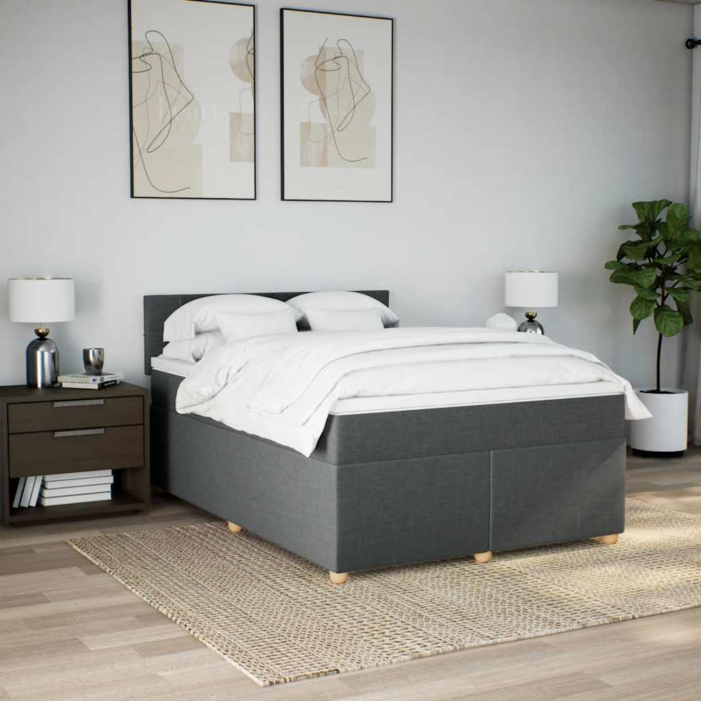 Sommier à lattes de lit avec matelas Gris foncé 140x190cm Tissu - XIOS