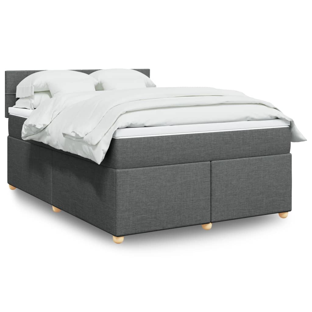 Sommier à lattes de lit avec matelas Gris foncé 140x190cm Tissu - XIOS