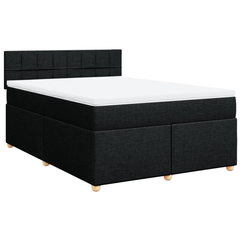 Sommier à lattes de lit avec matelas Noir 140x190 cm Tissu - XIOS