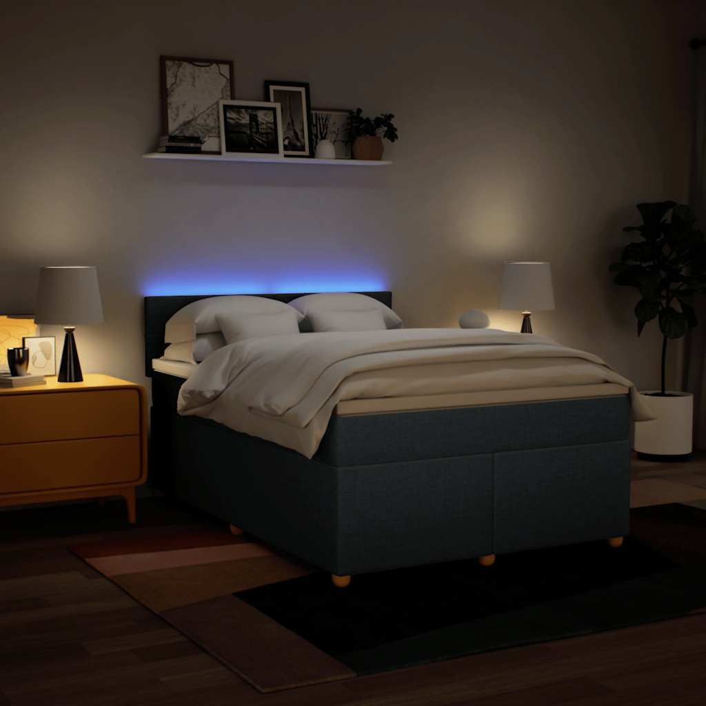 Sommier à lattes de lit avec matelas Bleu 140x190 cm Tissu - XIOS