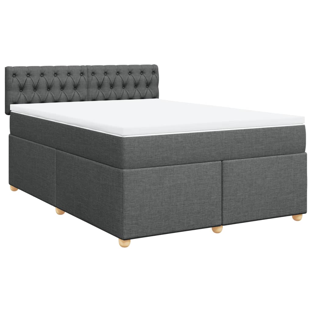 Sommier à lattes de lit avec matelas Gris foncé 140x190cm Tissu - XIOS