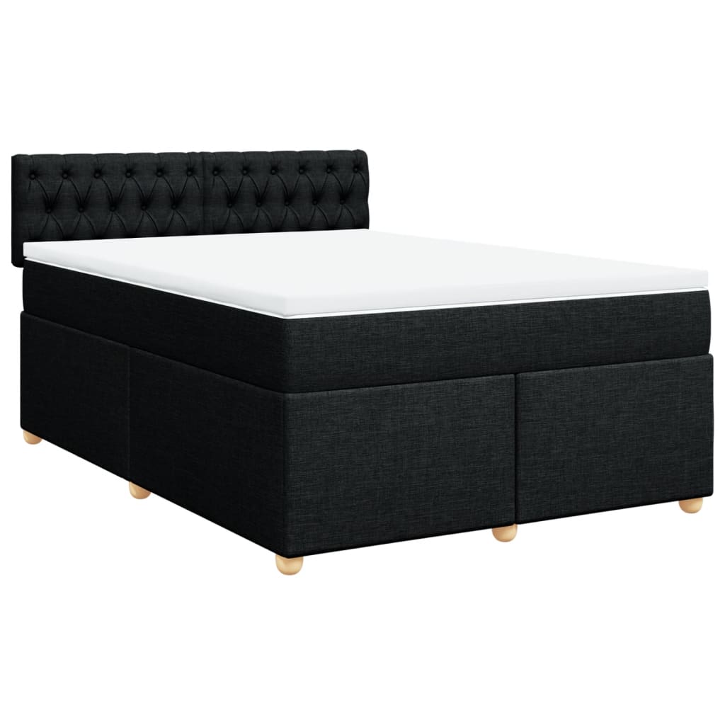 Sommier à lattes de lit avec matelas Noir 140x190 cm Tissu - XIOS