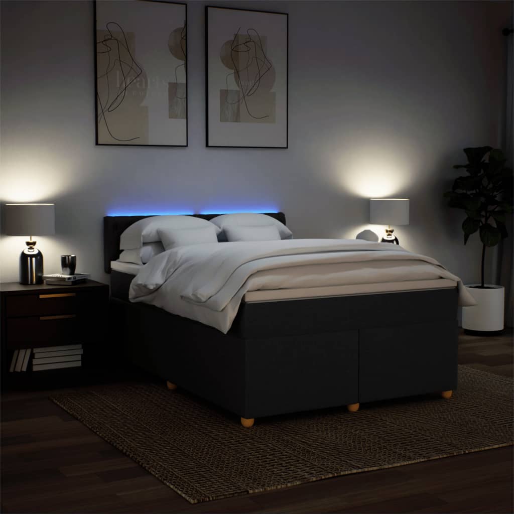 Sommier à lattes de lit avec matelas Noir 140x190 cm Tissu - XIOS