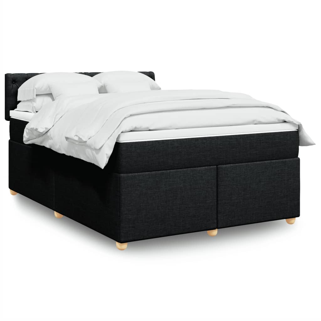 Sommier à lattes de lit avec matelas Noir 140x190 cm Tissu - XIOS