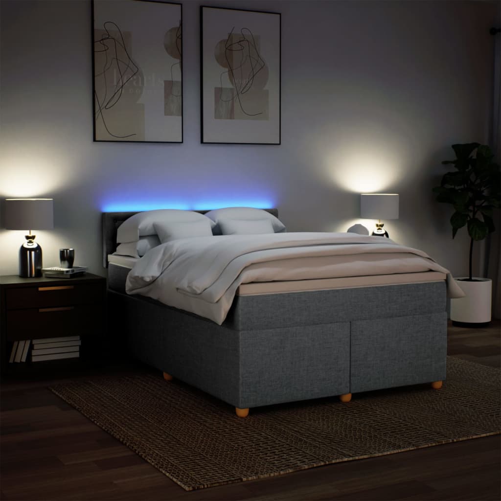 Sommier à lattes de lit avec matelas Gris clair 140x190cm Tissu - XIOS