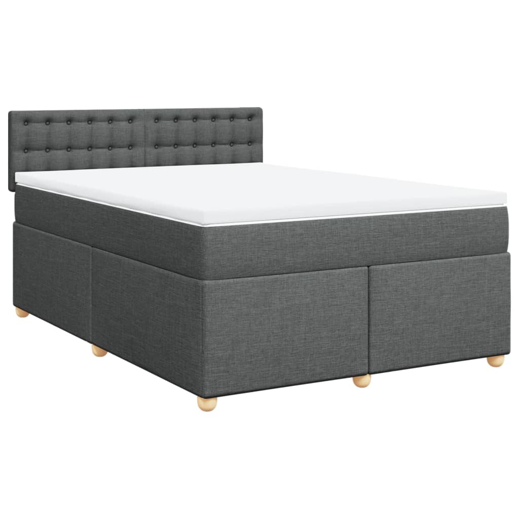 Sommier à lattes de lit avec matelas Gris foncé 140x190cm Tissu - XIOS