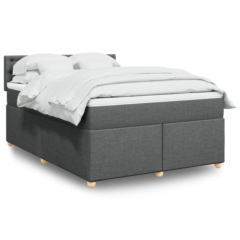 Sommier à lattes de lit avec matelas Gris foncé 140x190cm Tissu - XIOS