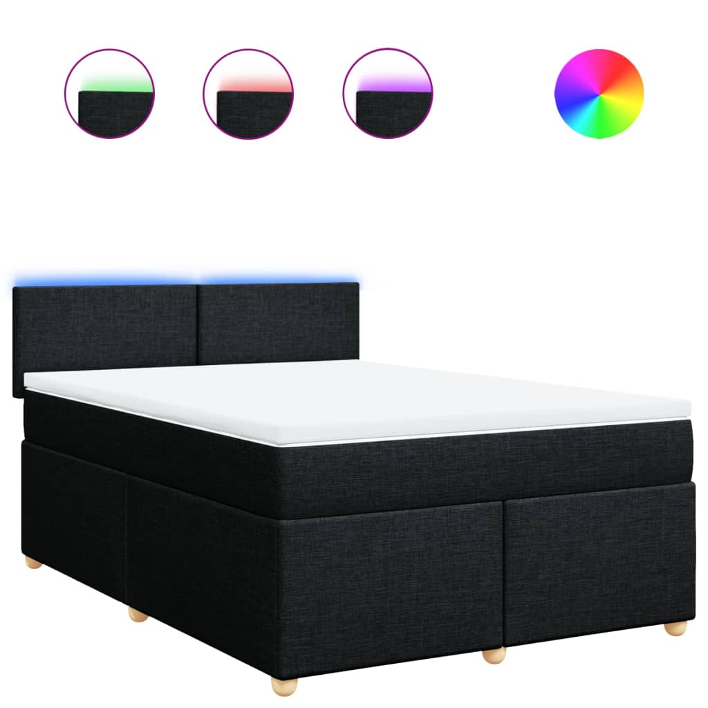 Sommier à lattes de lit avec matelas Noir 140x200 cm Tissu - XIOS