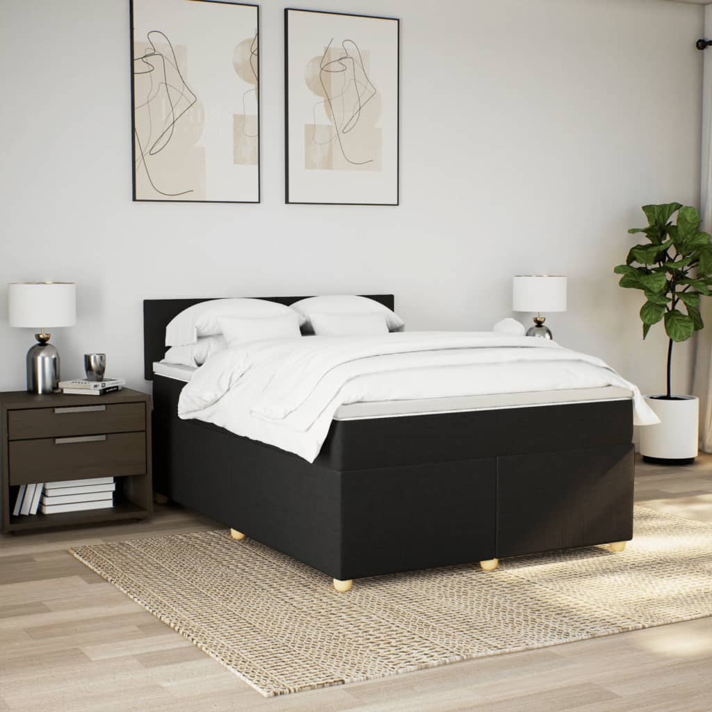 Sommier à lattes de lit avec matelas Noir 140x200 cm Tissu - XIOS