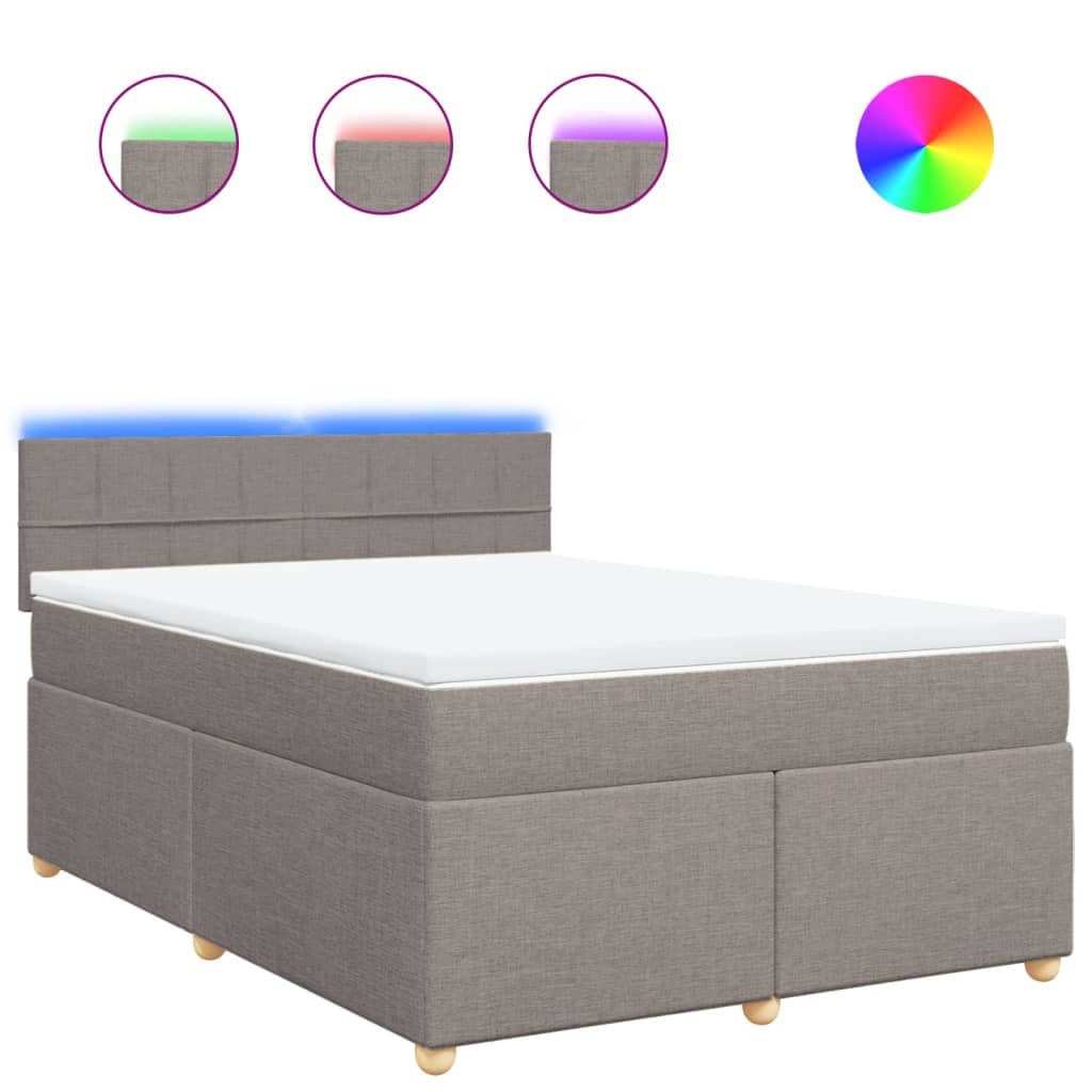 Sommier à lattes de lit avec matelas Taupe 140x200 cm Tissu - XIOS