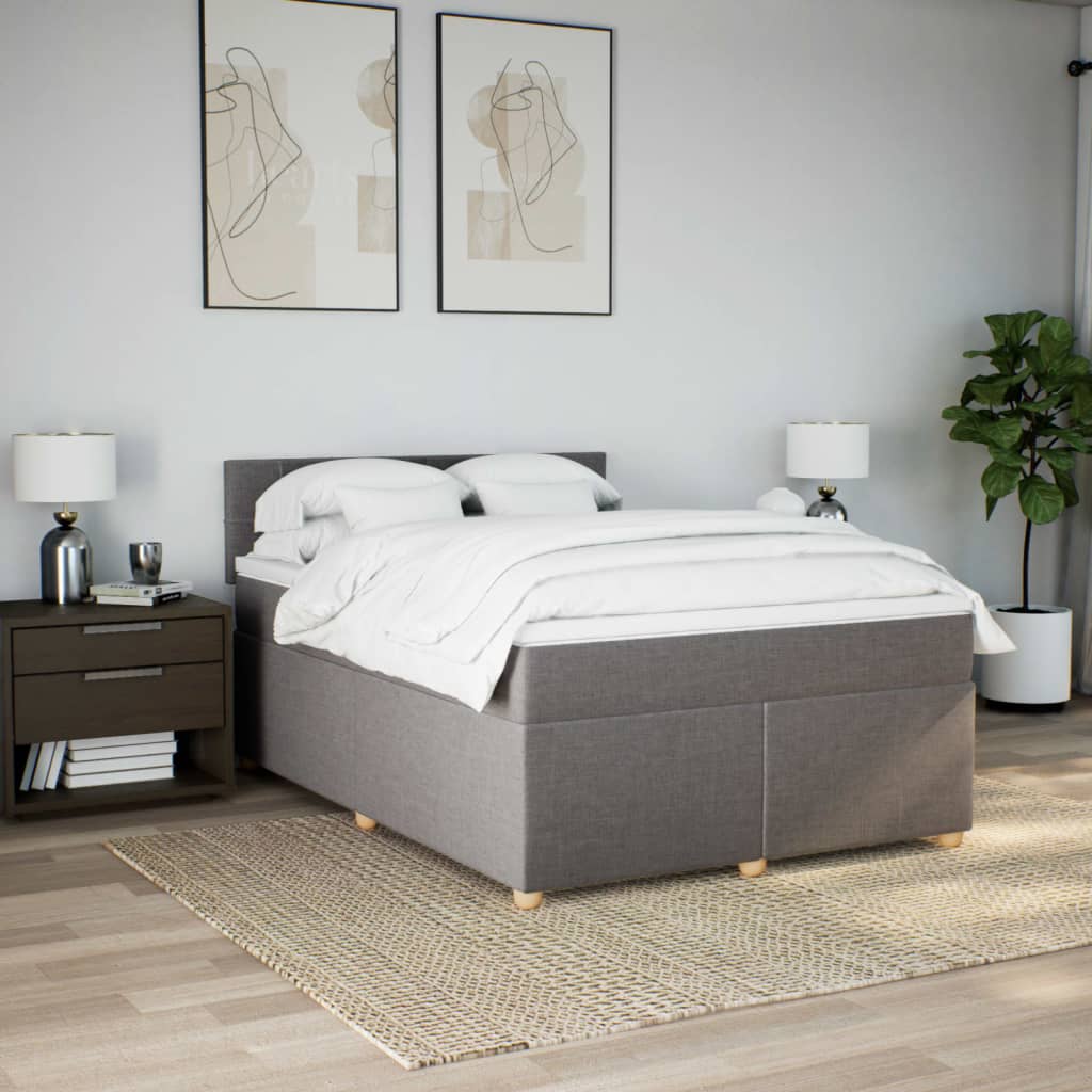 Sommier à lattes de lit avec matelas Taupe 140x200 cm Tissu - XIOS