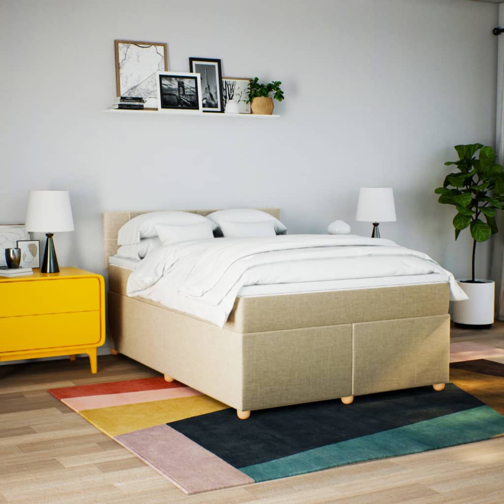 Sommier à lattes de lit avec matelas Crème 140x200 cm Tissu - XIOS