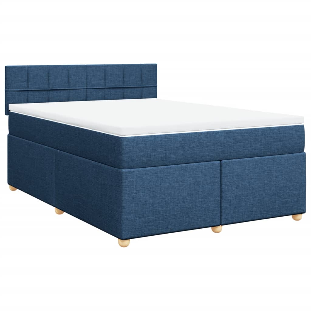 Sommier à lattes de lit avec matelas Bleu 140x200 cm Tissu - XIOS